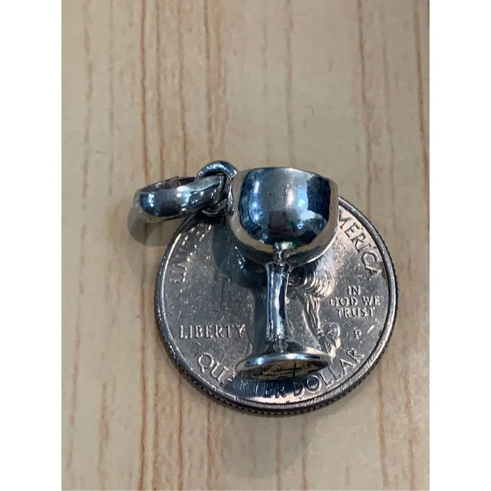 .925 Wine Glass Sterling Silver Jewelry Charm